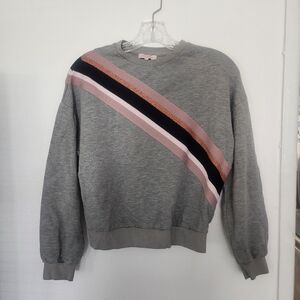 Ted Baker London Gray Sweatshirt with Pink and Black Stripes